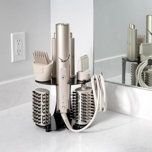 Blow Dryer Accessory Holder for Dyson Airwrap & Shark FlexStyle Only | Wall or Countertop Organizer for Hair Tools | Steel Storage Rack for Styling Attachments (Blow Dryer Not Included)