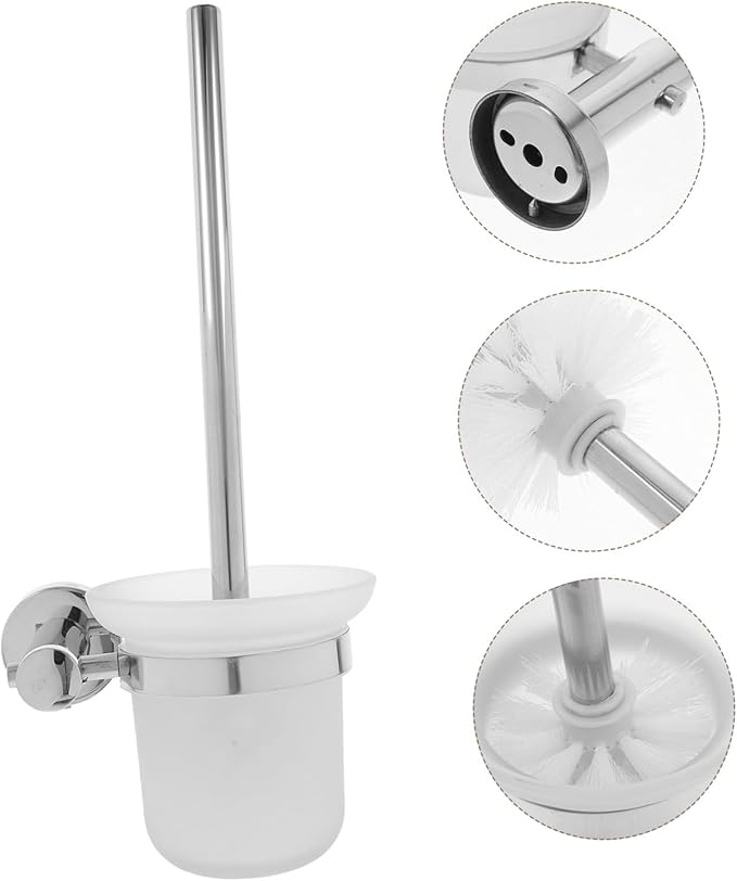 Elegant Stainless Steel Toilet Brush Holder Wall-Mounted Long Handle Bathroom Accessory