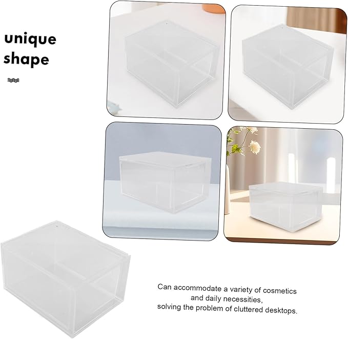 TEHAUX 3Pcs Clear Stackable Plastic Storage Box with Drawer Mechanism Versatile Organizer Bins for Makeup and Daily and Office Use