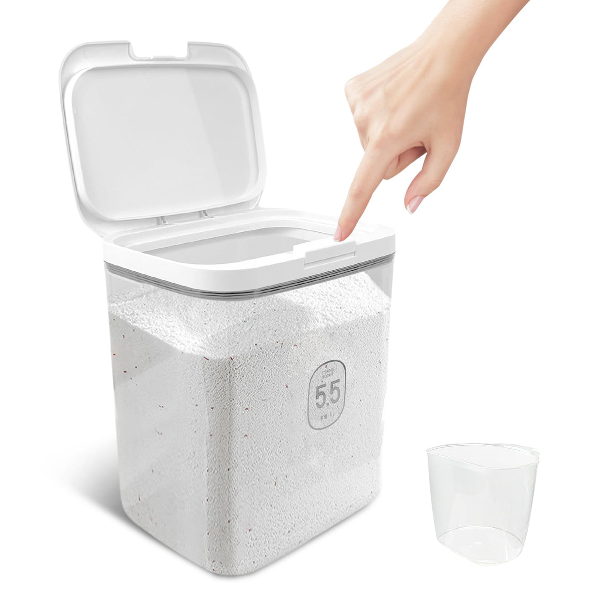 5.5L Laundry Detergent Dispenser with One-Press Lid - Image 1