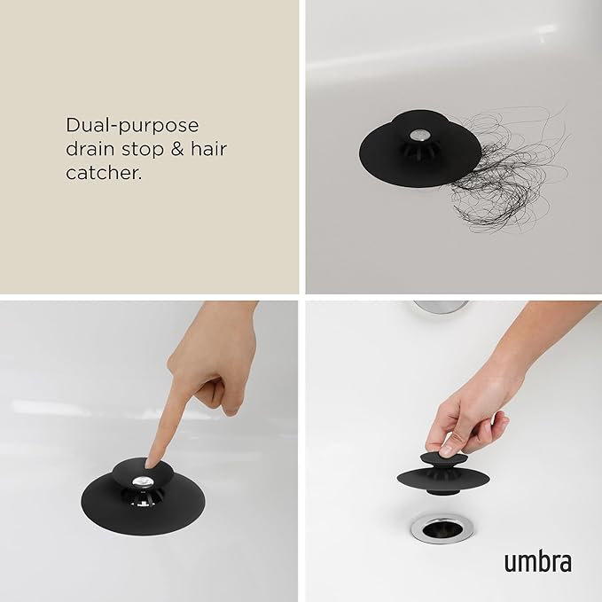 Umbra Flex Drain Stop/Hair Catcher, Black