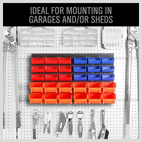 HORUSDY Wall Mounted Storage Bins Parts Rack 30PC | Home Organization - Image 5