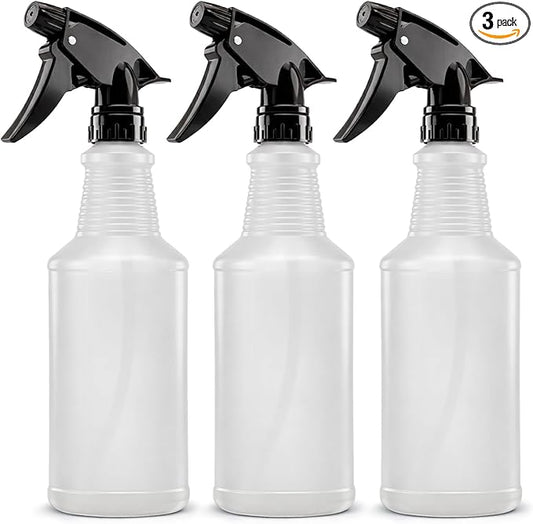 Bar5F Spray Bottles, 24oz, 3 Pack, Chemical-Resistant, BPA-Free, Compatible with Vinegar, Rubbing Alcohol, Cleaning Solutions, Non-Toxic HDPE Bottle for Plants, Pet, BBQ, Auto Detailing, Made in USA