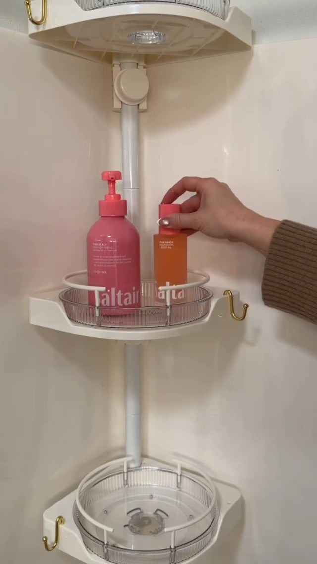 shuang qing 360° Rotating Corner Shower Caddy Tension Pole - Image 8
