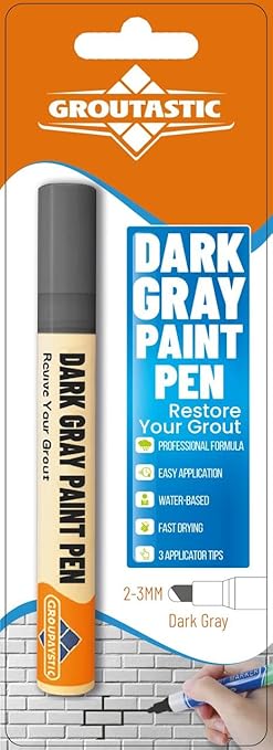 Dark Gray Grout Paint Pen Tile Grout Colorant & Sealer Marker, Quick-Dry, Ideal for Bathroom, Shower, Kitchen Tiles Restores Grout Lines, 3 Adjustable Tips (2-3 mm)
