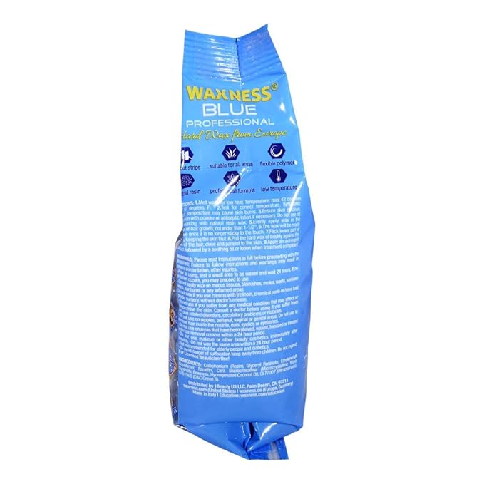 Waxness Film Hard Wax Beads Blue Professional 1.1 lb (500 g) – Stripless Hard Wax Sample Size – Made in Italy