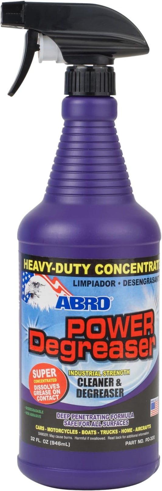 ABRO Heavy Duty Power Degreaser, High Performance Multifunctional Auto Engine Degreaser for Quick and Easy Removal of Grease, Oil, Dirt &Grime, Engine Cleaner & Car Metal Cleaner, 32 oz