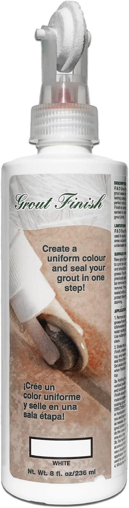 Kit - The Professional's Choice - Color and Seal Grout - Prevents Stains and Creates Easy to Clean Grout - 8oz Bottle, Wheel applicator, Brush applicator, and Scrub pad (White)