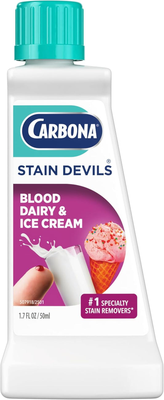 Carbona Stain Devils® #4 | Blood, Dairy & Ice Cream | Professional Strength Laundry Stain Remover | Multi-Fabric Cleaner | Safe On Skin & Washable Fabrics | 1.7 Fl Oz, 1 Pack