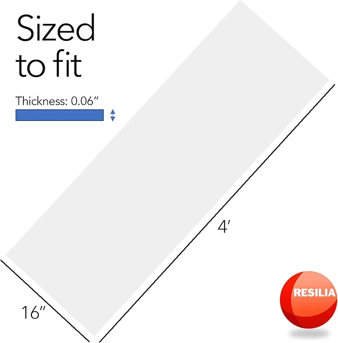 RESILIA Closet Shelf Liner for Wire Shelving – Pack of 1, 16" Wide x 48" Long Heavy Duty Waterproof Liners, Clear PVC Covers for Kitchen Pantry, Bathroom Closet, & Cabinet Storage, Made in The USA