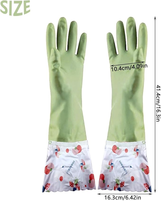 KINGFINGER 16'' Extra Long Dishwashing Gloves - Latex-Free Heavy Duty Rubber for Kitchen, Car & Garden, Textured Non-Slip Grip 2 Pairs
