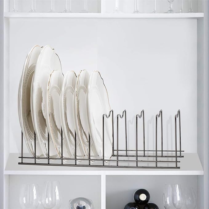 SANNO Pan Pot Lid Holder Organizer, Rack Kitchen Organizer for Plates Expandable Pull Out Drawer Organizer and Storage, Cabinet Pots Pans Organizer Sliding Shelf Under Sink Shelf