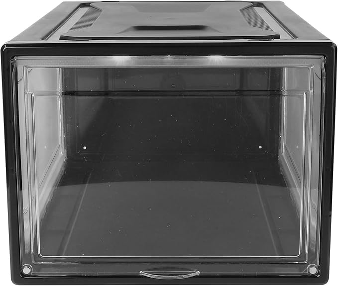 Large Stackable Shoe Storage Box with Black Latch Drawer-style Household Shoe Organizer for Men and Women Display and Closet Cabinet Container
