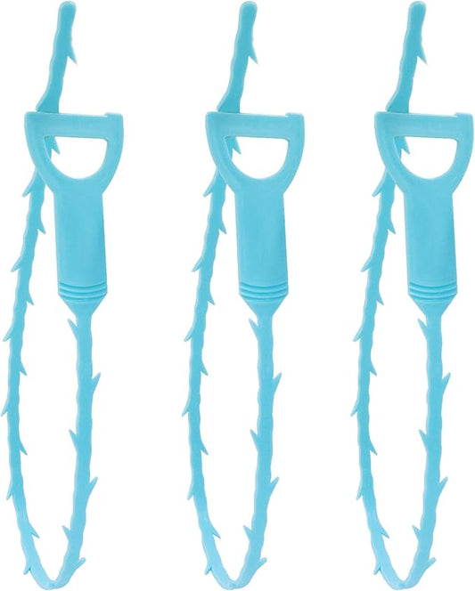 3 Pack 20 Inch Drain Clog Remover Snakes, Hair Cleaning Tool Effective Drain Snake Auger Tool for Sink, Shower, Bathtub, and Toilet(Blue)