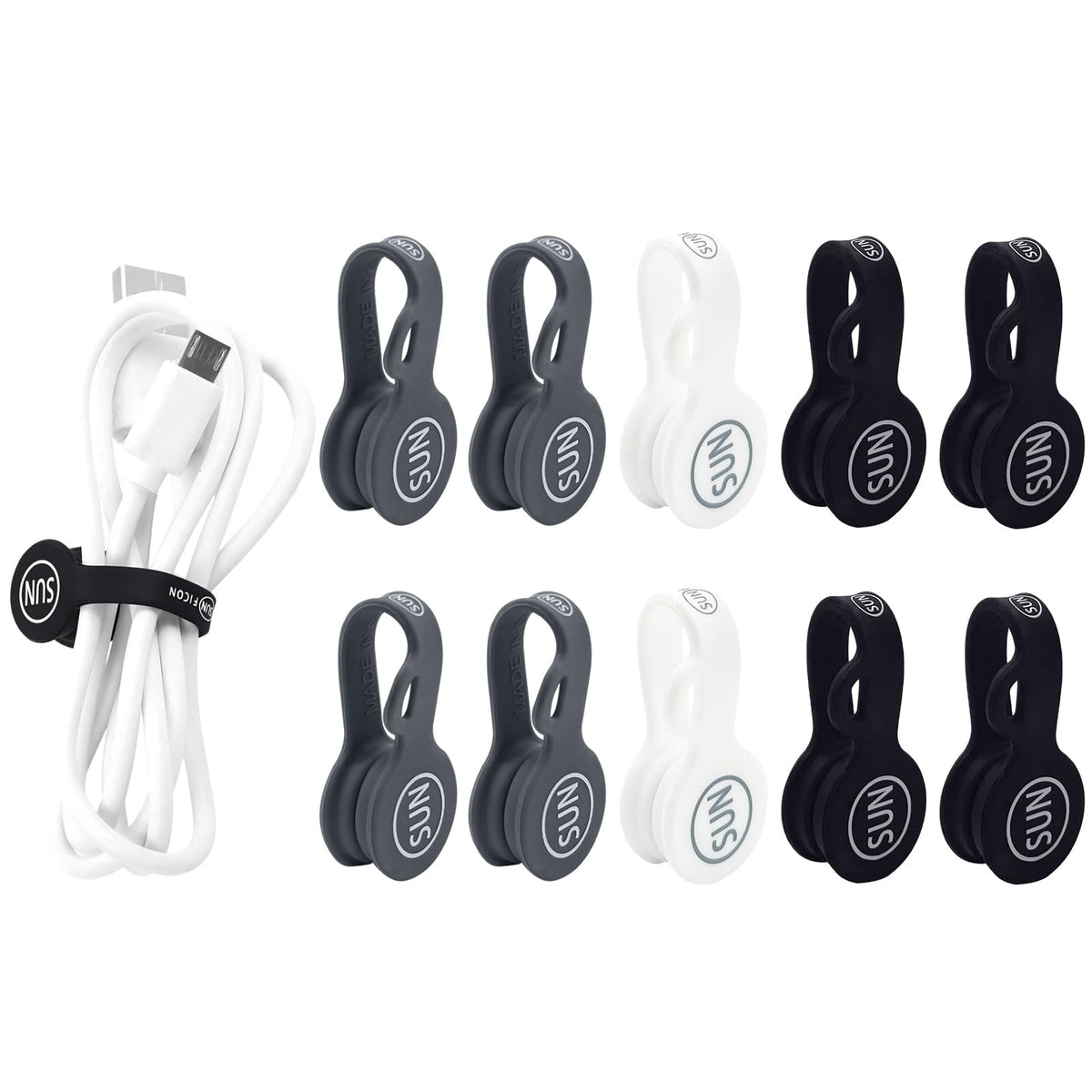 SUNFICON 10 Pack Earbuds Cords Organizers Magnetic Cable Clips - Image 1