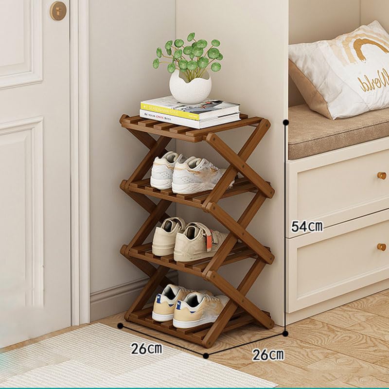 YYW Shoe Rack, Foldable Bamboo Shoes Shelf - Image 3
