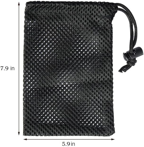 Mesh Bag, Small Nylon Mesh Drawstring Bag with Cord Lock, Black, 3 Pcs,5.9x7.9 Inch for Travel Stuff Bags, Cleansing Supplies