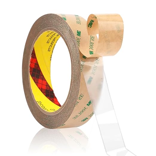 300LSE Double Sided Tape, 1in×45ft Clear Adhesive Mounting Tape Heavy Duty, Removable Picure Hanging Strips, Transparent Scrapbook Stickers, Thin Sticky Tape for Craft, Poster, LED Strips