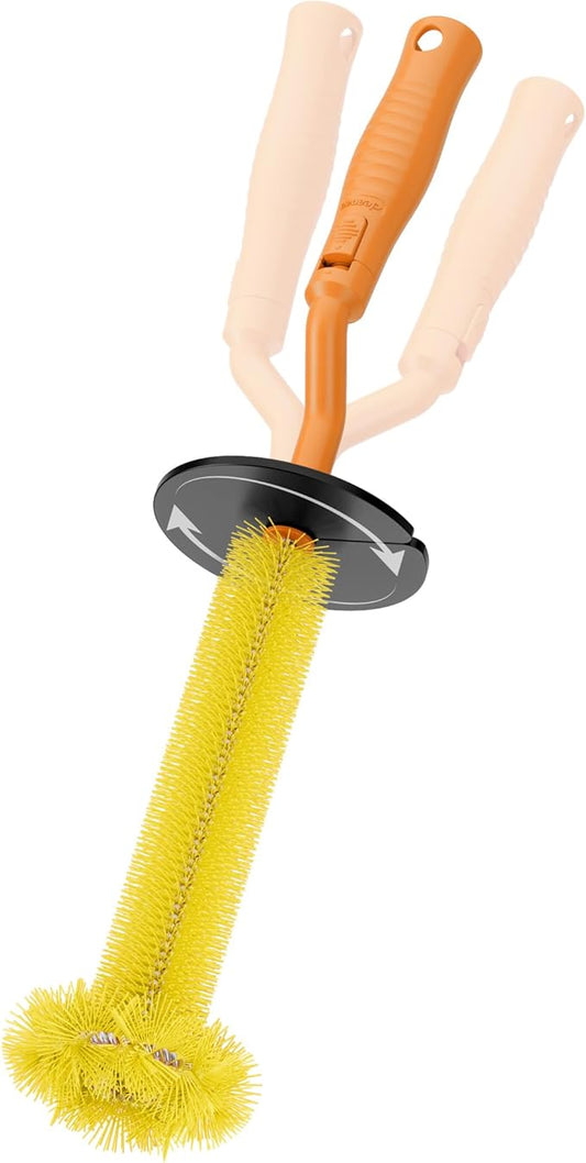 Universal Garbage Disposal Brush – 360° Rotating Head with Rubber Splash Guard, 17.7 Inches,Long-Handle Sink & Disposer Cleaner