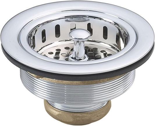 Westbrass A214-26 3-1/2" Post Style Large Kitchen Sink Basket Strainer, Polished Chrome