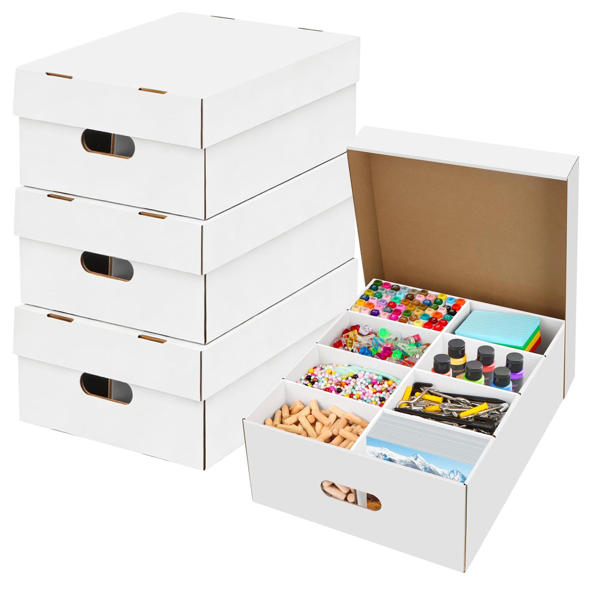 Compartment Storage Box, 4 Pack Organizer Box with Dividers - Image 1