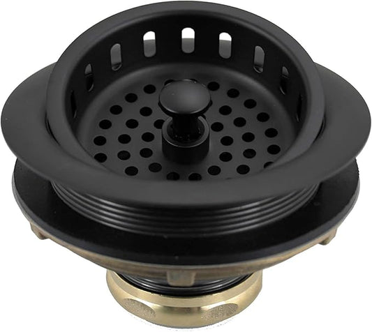 Westbrass A214-62 3-1/2" Post Style Large Kitchen Sink Basket Strainer, Matte Black
