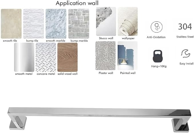 Towel Holder, 304 Stainless Steel Towel Racks for Bathroom, Premium Hand Towel Holder Wall Mounted, Includes Wall Mounting Hardware, Rustproof (40cm)