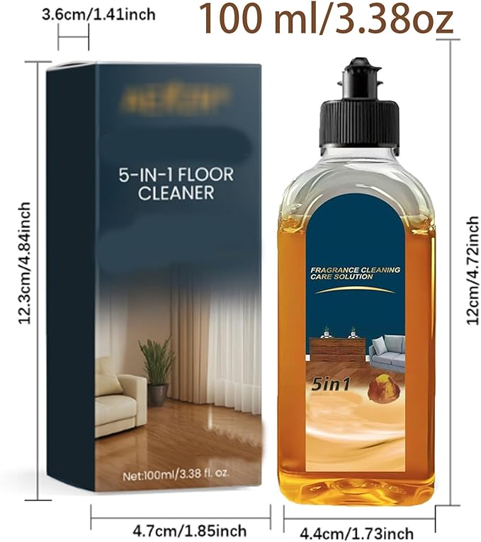 5-in-1 Hardwood Floor Cleaner, 2026 multi surface cleaner, 100 ml/3.38 oz Concentrated Multi Surface Cleaning Solution for Tile, Laminate and Wood, Streak-Free Shine for Kitchen and Bathroom (5pcs)