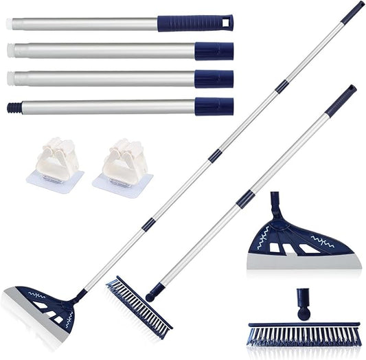 Magic Air Silicone Broom Sweeper, Multifunction Silicone Broom, Household Squeegee for Floor Cleaning, Bathroom, pet Hair, Blue Dog Brush Set (Blue)