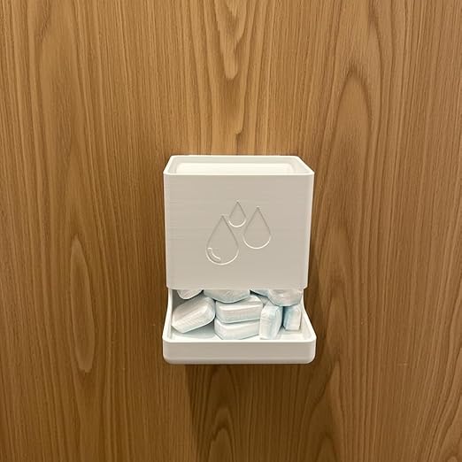 Dishwasher Tablet Storage Box with Slide Rail Mount - Under Cabinet Organizer Holder for Dishwasher Pods (Includes Mounting Screws)