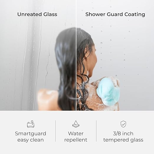 Fab Glass and Mirror Frameless Shower Door - 3/8" SGCC Tempered Safety Glass with SmartGuard Coating - Single Hinged Design - 30" x 76" Chrome Finish