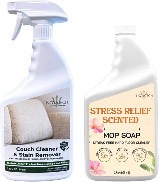 Couch Cleaner and Stain Remover Spray – Professional Strength, Multi-Surface Fabric and Upholstery Cleaner – Pet-Safe, Non-Toxic, Quick-Drying for Couches, Sofas & Car Interiors (COMBO)