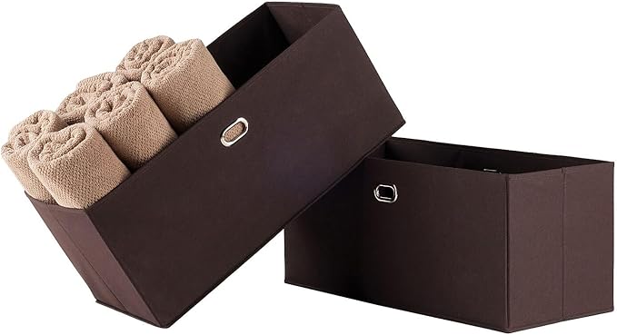 Winsome Torino 2 Piece Folding Fabric Baskets Chocolate (38222)