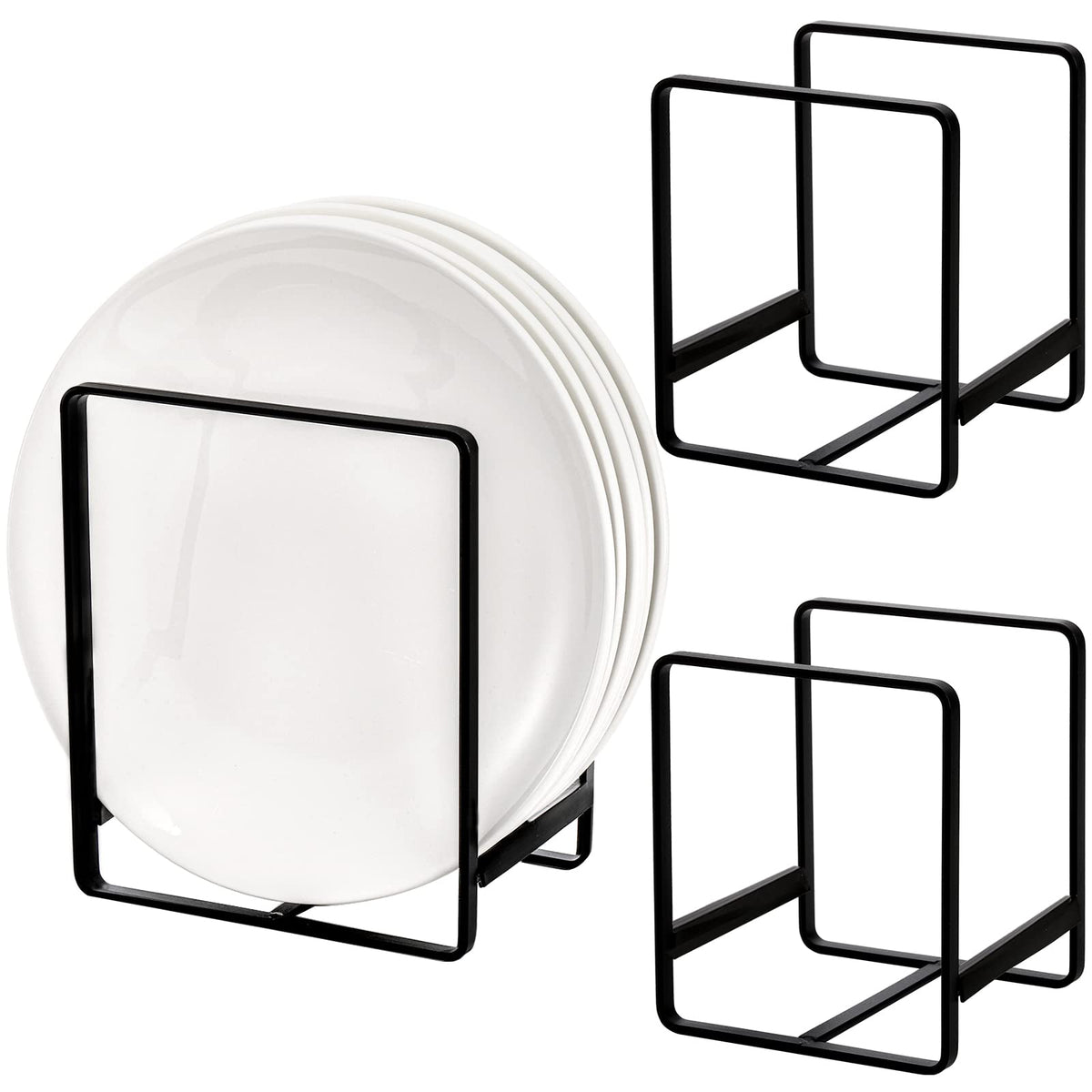ZOOFOX 3 Pieces Metal Dish Organizer, Plate Organizer for Cabinet - Image 1