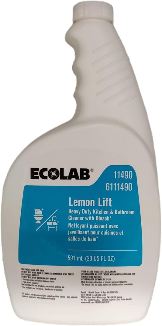 Ecolab Lemon Lift Heavy Duty Kitchen & Bathroom Cleaner with Bleach- 20 FL OZ