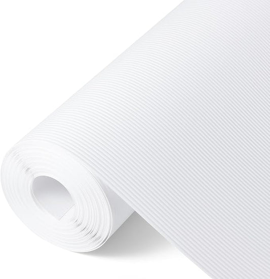 Shelf Liners for Kitchen Cabinets Drawer Liner Non Adhesive Cupboard Mat EVA Material Waterproof Refrigerator Mats Washable Fridge Liner for Cupboard and Desks Liner White 11.8 x 118 Inches