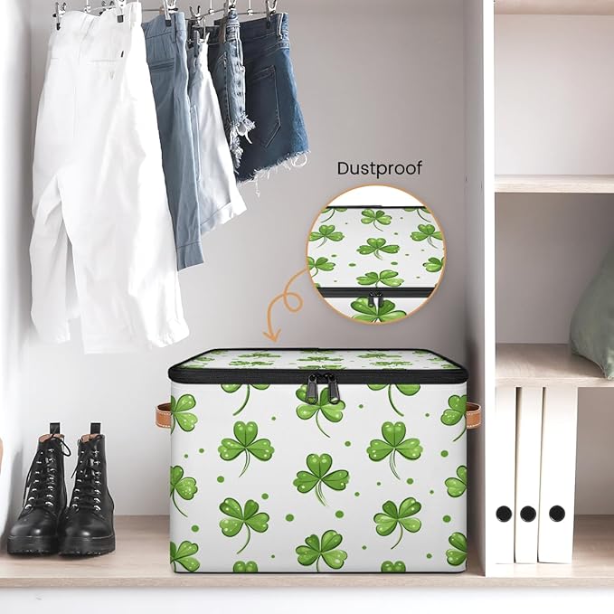 Clover Storage Baskets,Cubes Empty Gift Basket Foldable Storage Box Bin,Waterproof Leaf Open Shelf Basket Organizer for Kid Clothes Toy Bedroom Nursery Home Decorative Plant