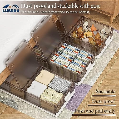 Under Bed Storage Containers, Stackable Under Bed Rolling Storage - Image 5