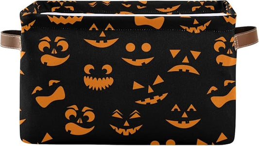 Halloween Basket Cute Halloween Baskets with Handles Collapsible Organizer Box Shelf Storage Baskets for Holiday Home Decor 1PC