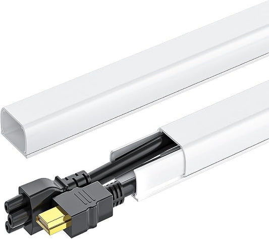 Yecaye 142in Wall Cord Hider for 2-3 Cords, On-Wall Cord Cover Channel, Cable Concealer, Cable Cover Cords Management for Home Office, W0.94in H0.47in, White