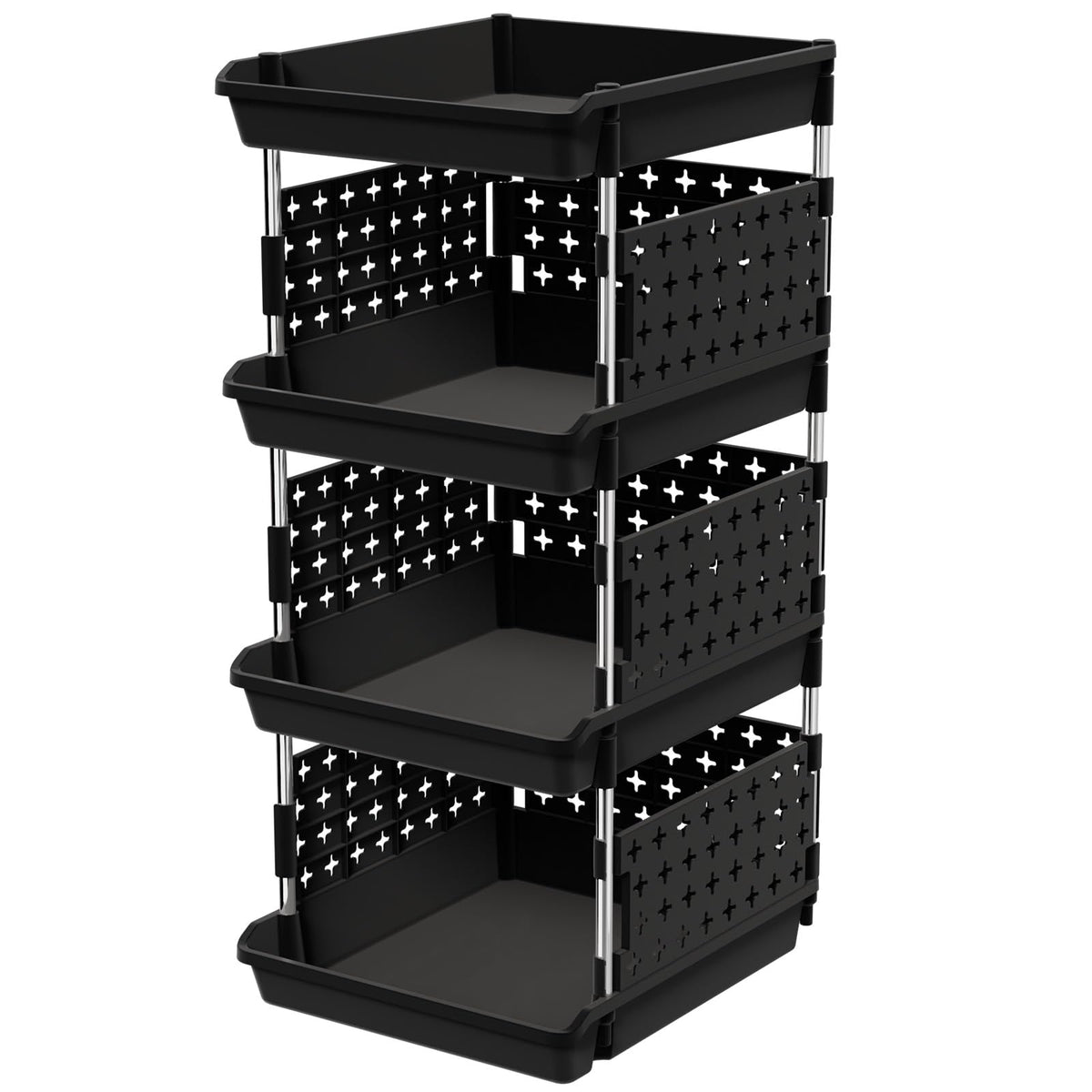 Lifewit 4 Tier Plastic Stackable Storage Baskets | Home Organization - Image 1