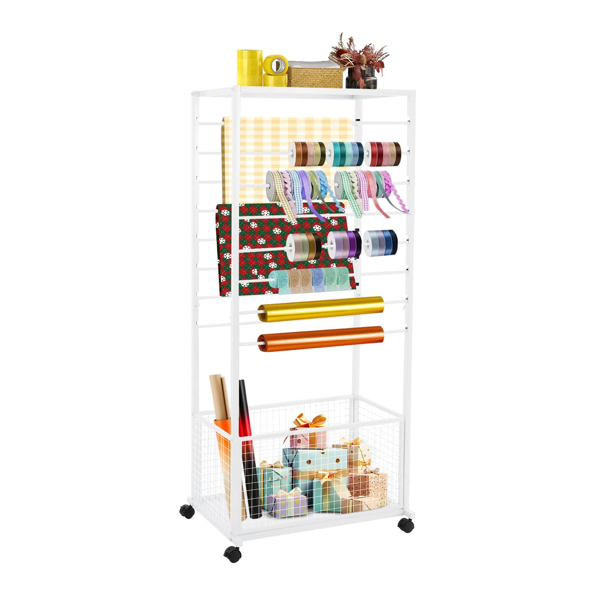 Ribbon Holder Organizer Rack,Double-Sided 16-TierRibbon - Image 1