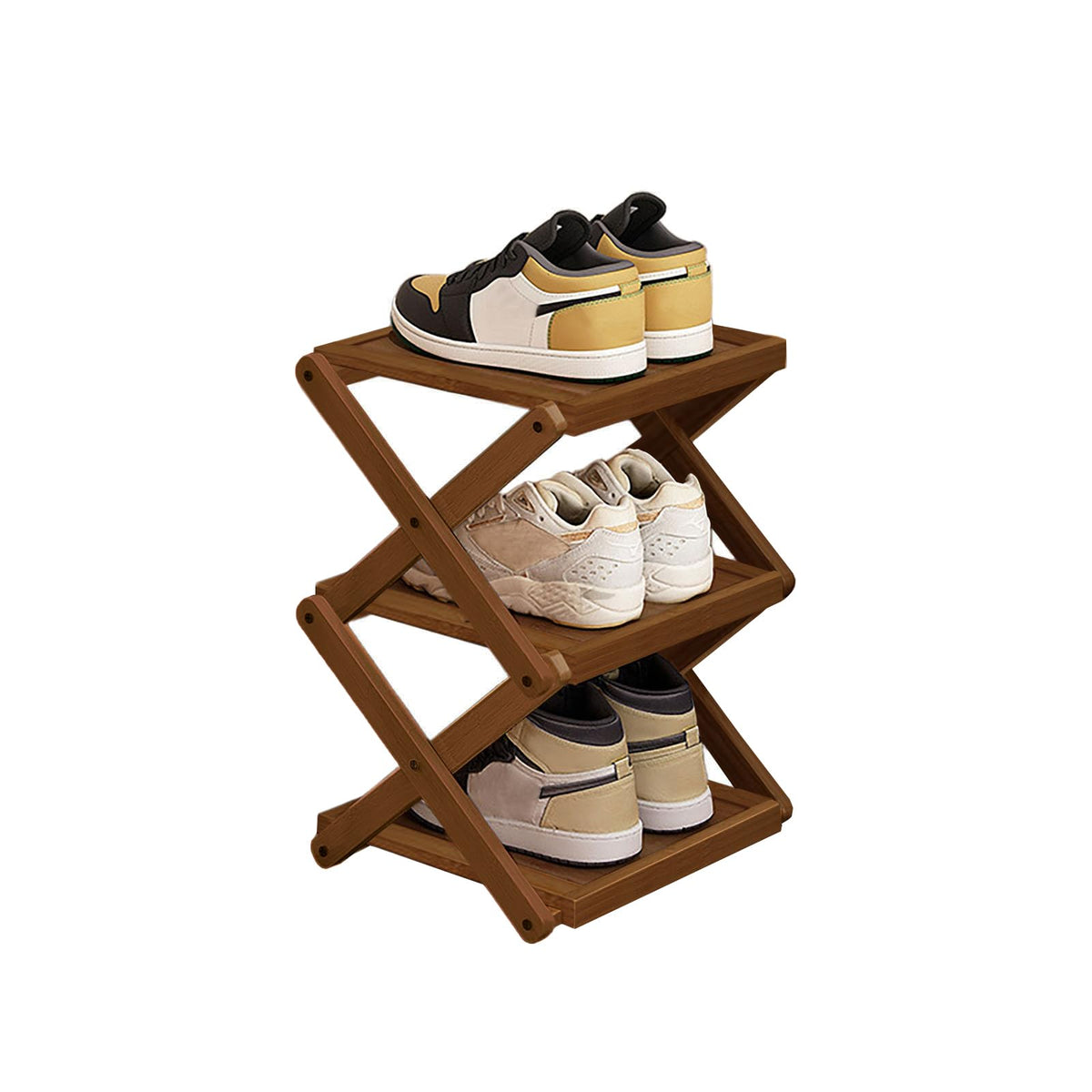 YYW Flat Bamboo Shoe Rack for Entryway, Save Space Folding Narrow - Image 1