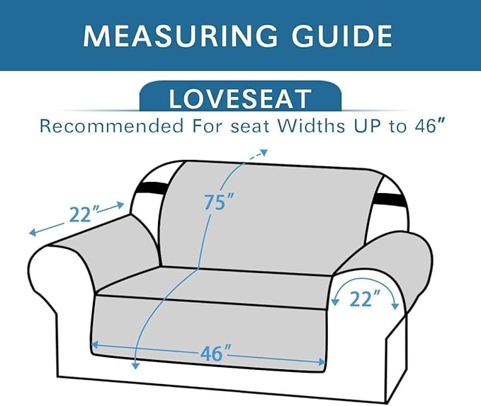 H.VERSAILTEX Loveseat Slipcover Reversible Loveseat Cover Seat Width Up to 46" Water Resistant Couch Cover with Elastic Strap Quilted Furniture Protector for Pets(Loveseat, Dark Blue/Beige)