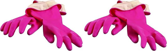 Casabella Premium Waterblock Reusable Household Cleaning Gloves, Medium, Pink (Pack of 2)