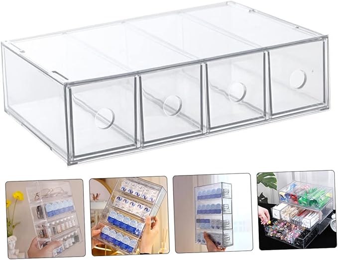 Clear Acrylic Cosmetic Storage Organizer Box Compartment Stackable Design for Makeup Jewelry and Stationery and Elegant Display Case for Tidying Up Your Dressing