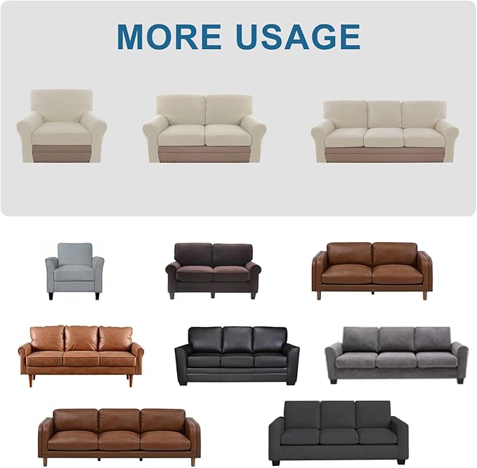 H.VERSAILTEX Multi-Pieces Sofa Covers Stretch Couch Covers Form Fitted Seats and Back Cushions Covers (2 Seat Covers Plus 2 Back Cusion Covers, Bonus 2 Armrest Covers), Island Fossi