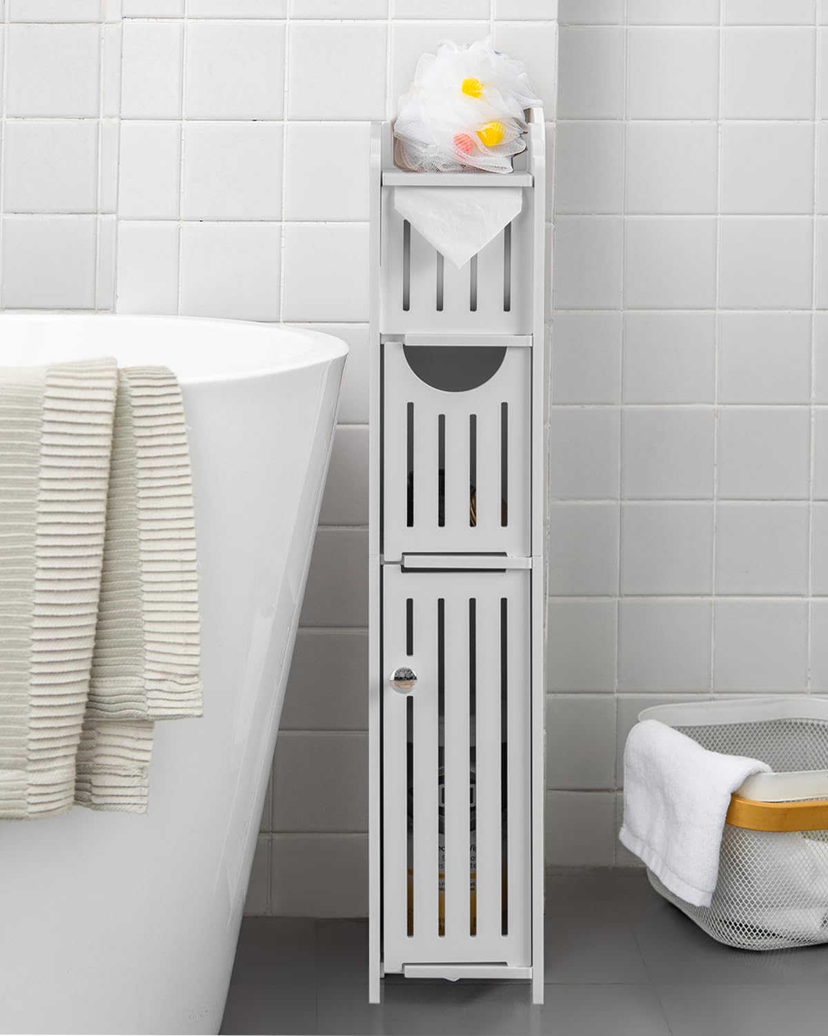 AOJEZOR Small Bathroom Storage Cabinet: No Drill | Home Organization - Image 1