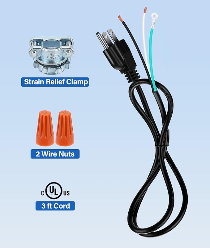 HK Universal Garbage Disposal Power Cord Kit, Heavy Duty Power Cord Replacement for Any Garbage Disposal Model as InSinkErator (3Feet 5Pack)