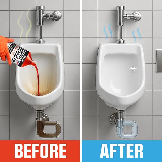 LVAP Heavy Duty Urinal Salt Remover – Made in USA – Commercial Grade Urinal Drain Cleaner & Odor Eliminator. Removes Salt, Calcium, Rust and Scale Build Up – 32 fl oz Bottles - 6 Pack